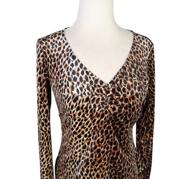Vintage 90s Necessary Objects brown cheetah leopard velvet top L - Picture 2 of 6